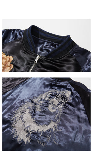 Hyper Premium Lion Embroidery Sukajan Souvenir Jacket, Blue / L