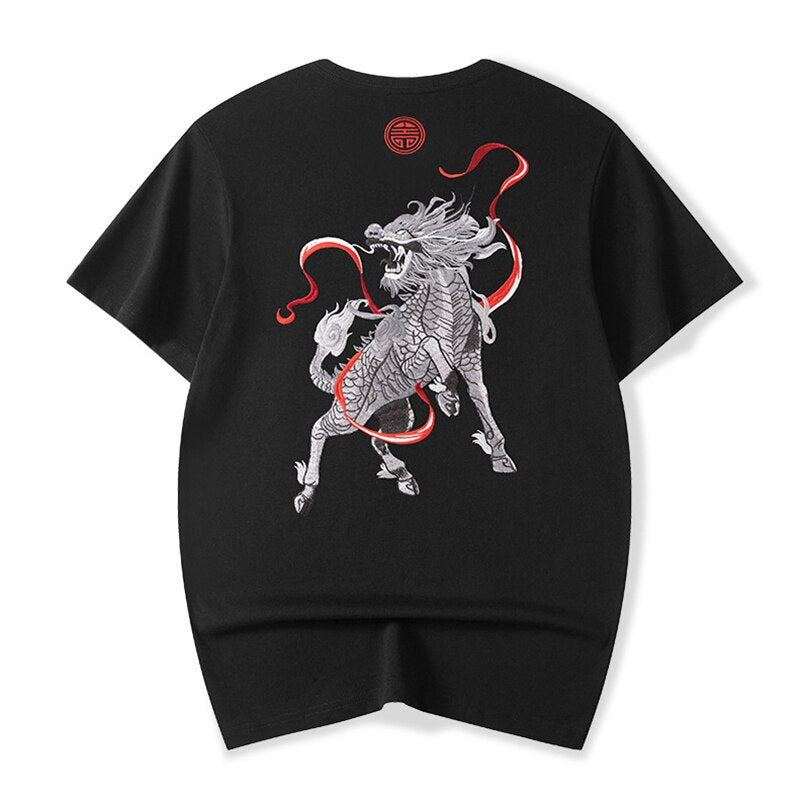 Premium embroidery ancient lion T-shirt