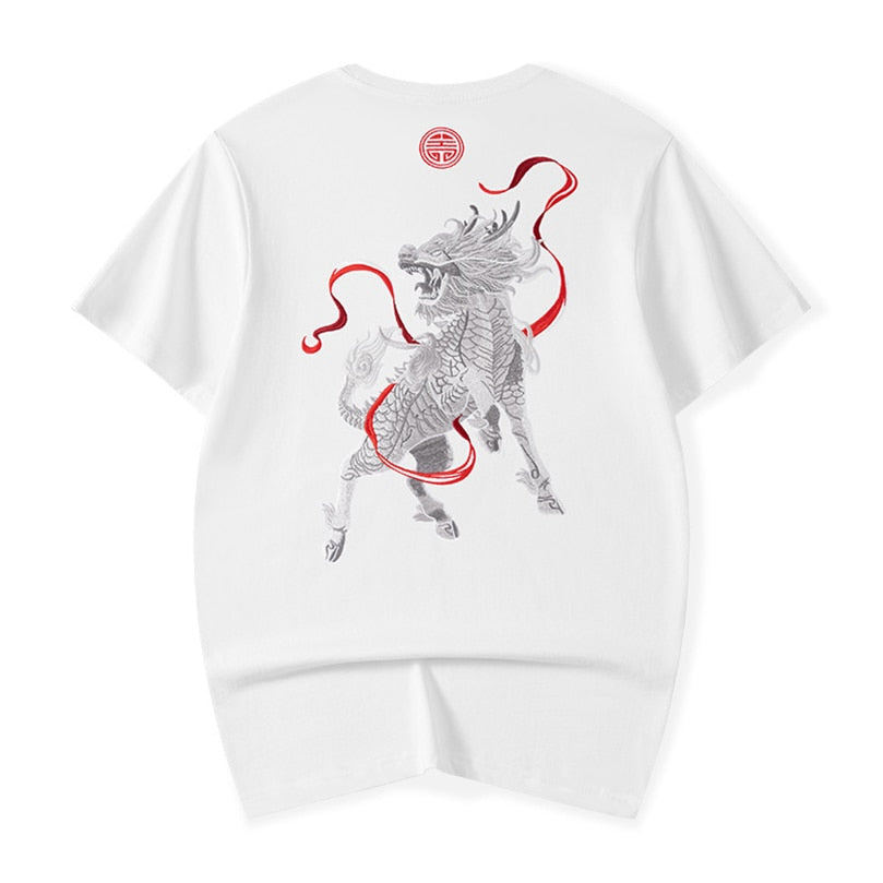 Premium embroidery ancient lion T-shirt