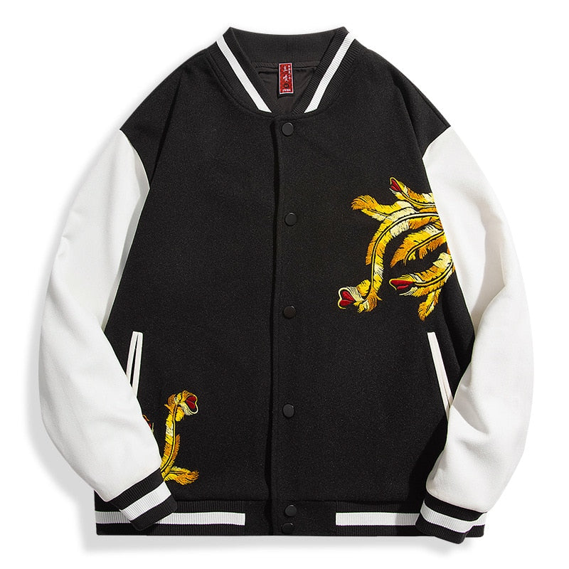 Golden Phoenix embroidery baseball jacket
