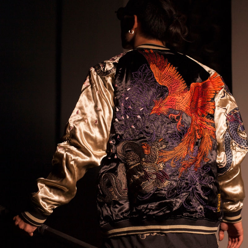 Hyper premium fire phoenix & tiger sukajan jacket