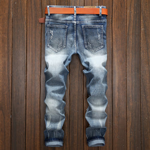 Men's vintage distressed faded slim fit jeans