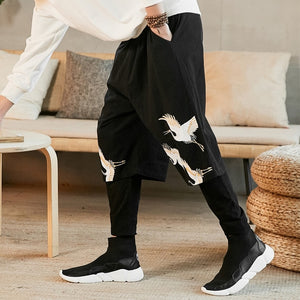 Two layer flying crane harem pants