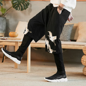 Two layer flying crane harem pants
