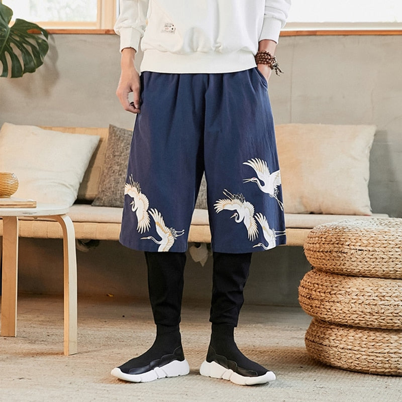 Two layer flying crane harem pants