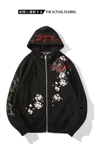 Premium embroidery geisha hoodie