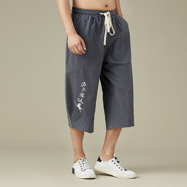 Ancient text design linen harem pants