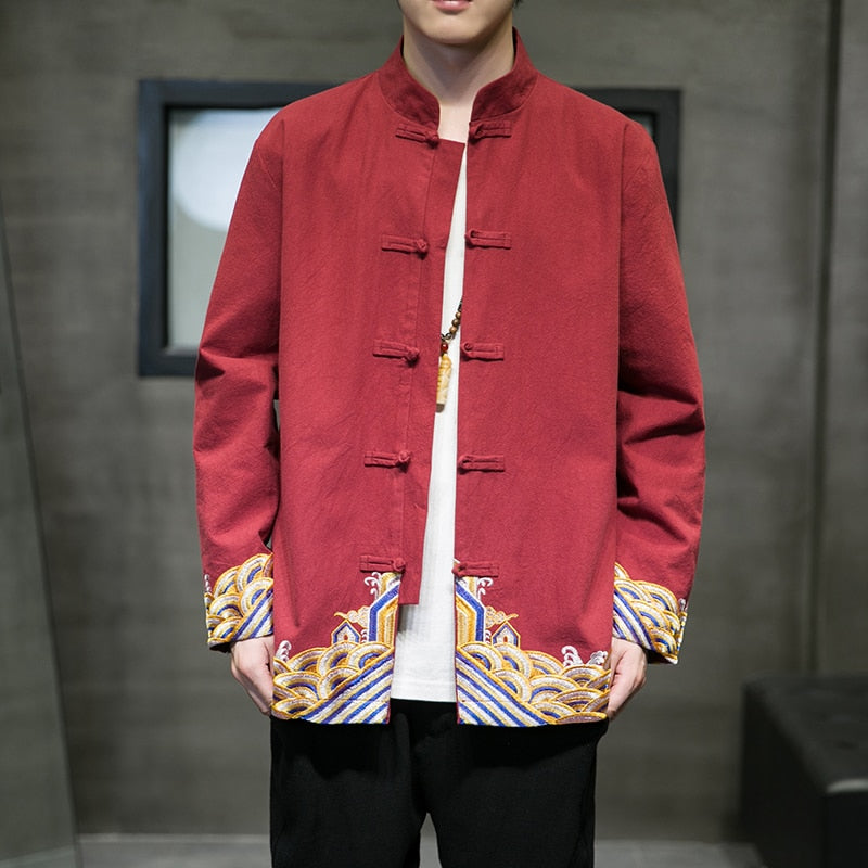 Embroidery golden wave Tang jacket