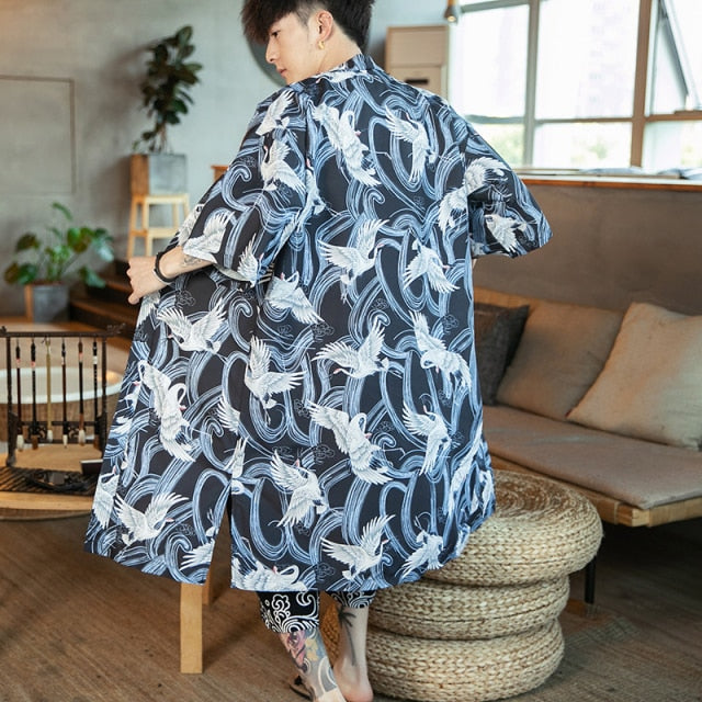 Ice crane long kimono