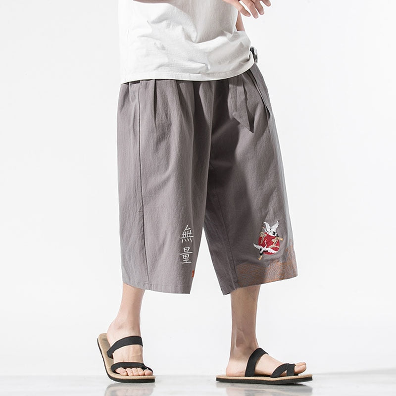 Crop kimono rising crane pants