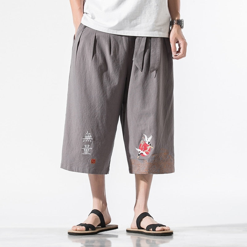 Crop kimono rising crane pants