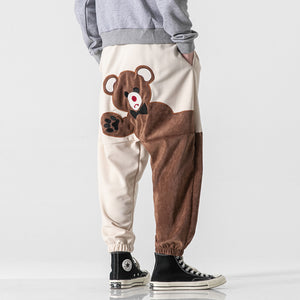 Brown bear design harem pants