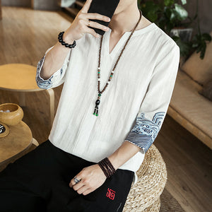 Tsunami design three quarter sleeve shirt