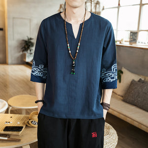 Tsunami design three quarter sleeve shirt