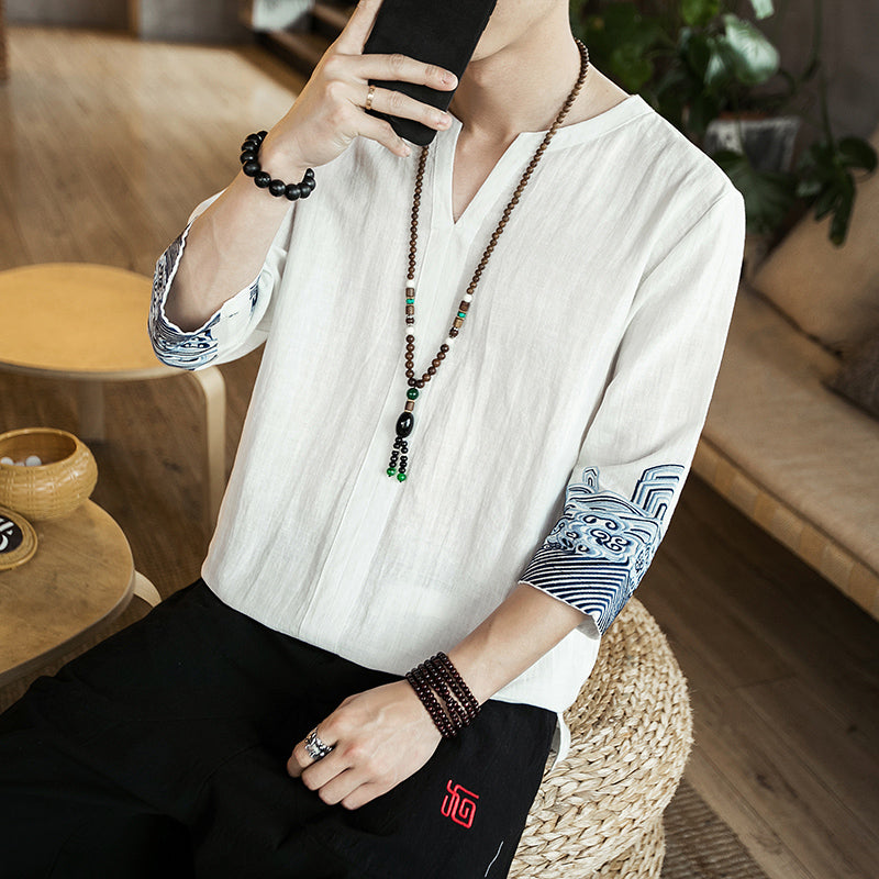 Tsunami design three quarter sleeve shirt