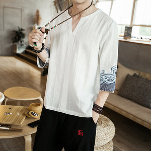Tsunami design three quarter sleeve shirt