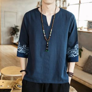 Tsunami design three quarter sleeve shirt