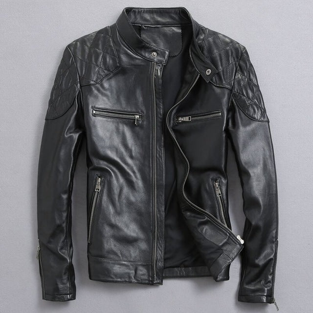 Genuine sheepskin leather jacket for men