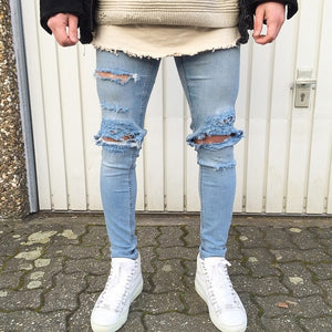 Men's distressed skinny jeans
