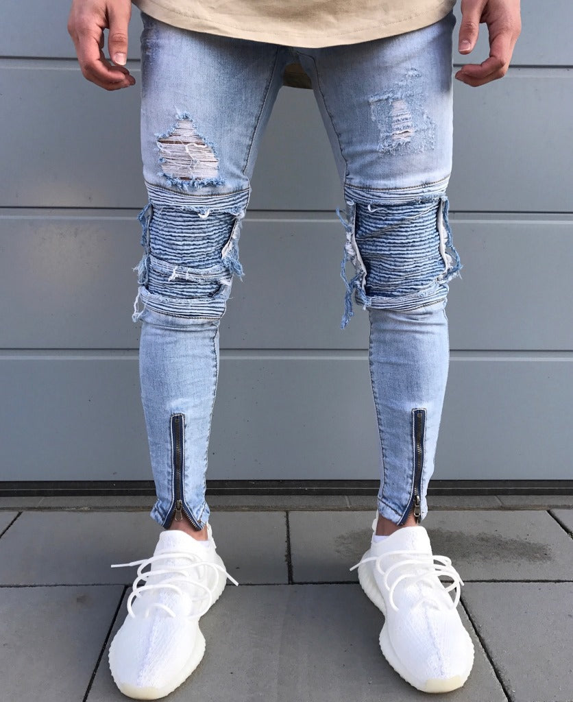 Distressed skinny jeans zipper leg Ver. 2 – Authentic Lifestyle