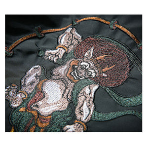 Japanese creature design embroidery bomber jacket