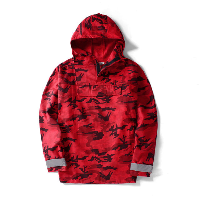 Camo pull over hooded jacket