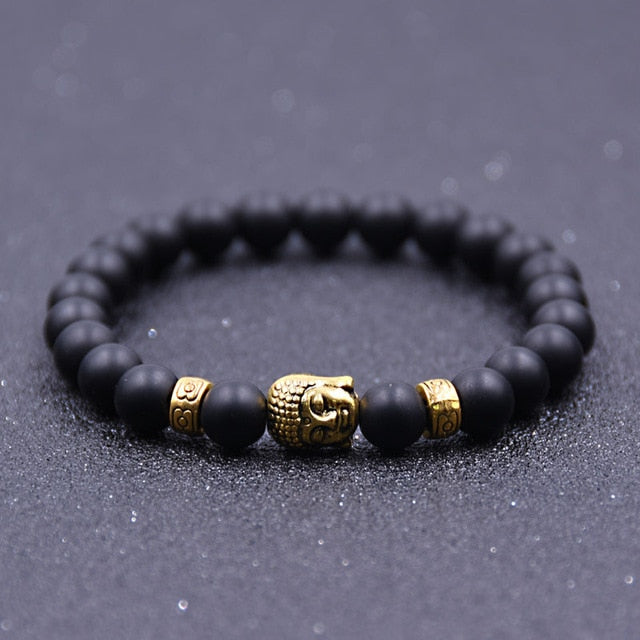 Iced out & dark bead Buddha bracelet