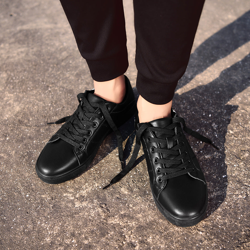 Dark leather casual sneakers