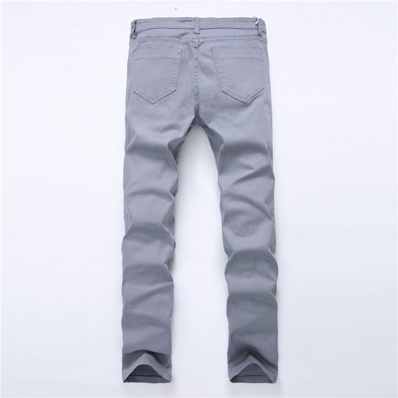 Men's knee zipper skinny jeans