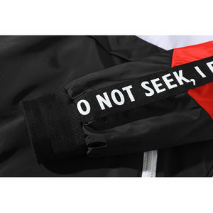 "I do not seek" patchwork windbreaker jacket