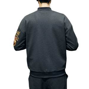 Carbon black Tang Dynasty jacket dragon sleeve