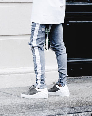White stripe skinny jeans