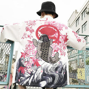 Sakura fish Japanese kimono style T-shirt
