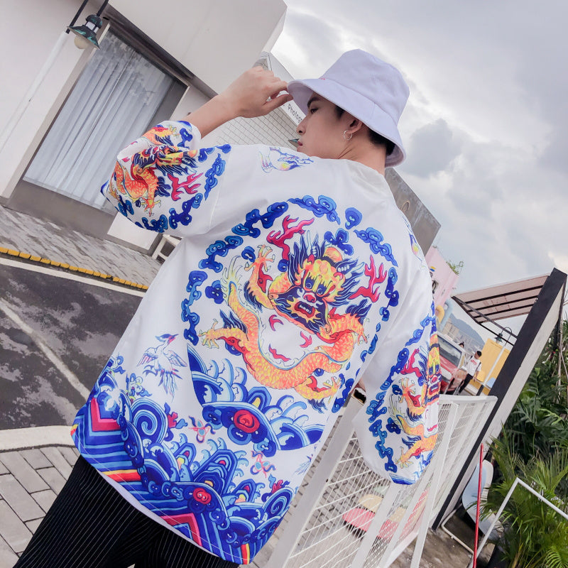 Okinawan dragon kimono T-shirt