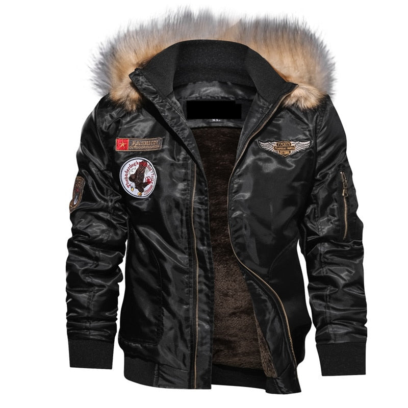 Fur collar military flight jacket