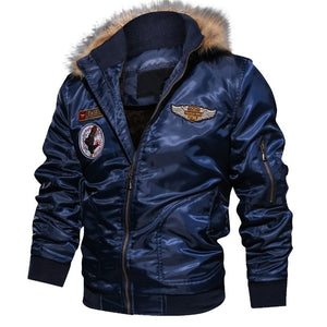 Fur collar military flight jacket