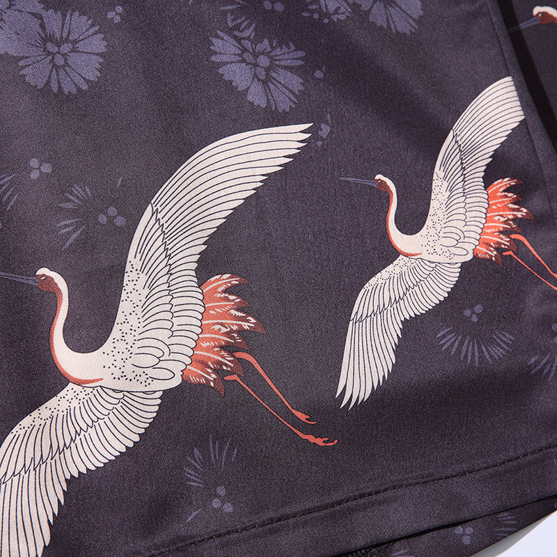 Flying crane kimono style T-shirt