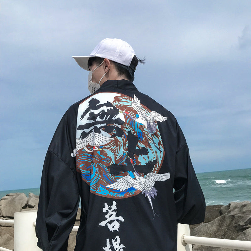 Triple crane kimono T-shirt