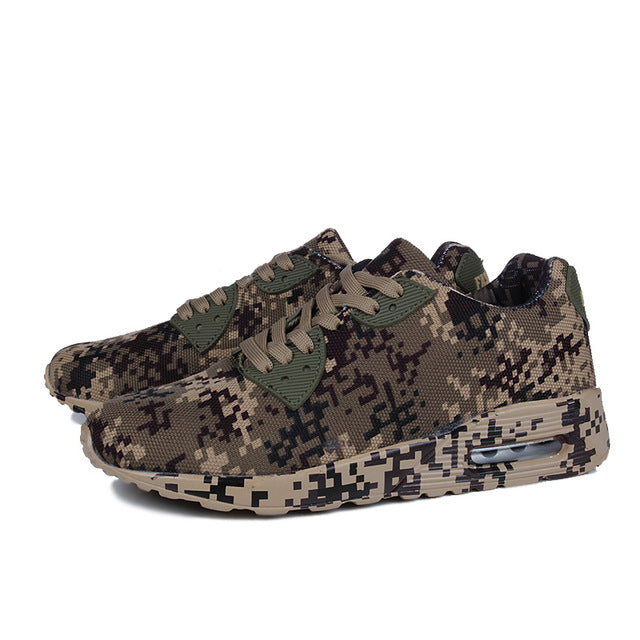 Digital camo & solid trainers