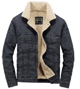 Fleece lining casual denim jacket