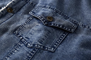 Fleece lining casual denim jacket