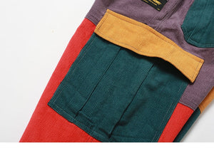 Corduroy patchwork street style pants