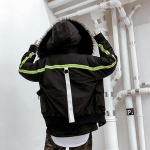 Large hood reflector camo jacket