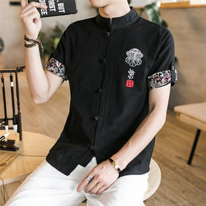 Traditional Chinese button down half sleeve shirt