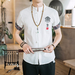 Traditional Chinese button down half sleeve shirt