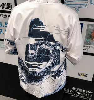 Japanese kimono dragon wave T-shirt