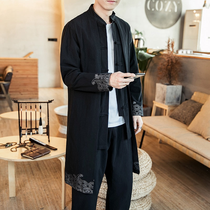Irregular long Chinese style jacket