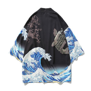 Japanese carp wave kimono