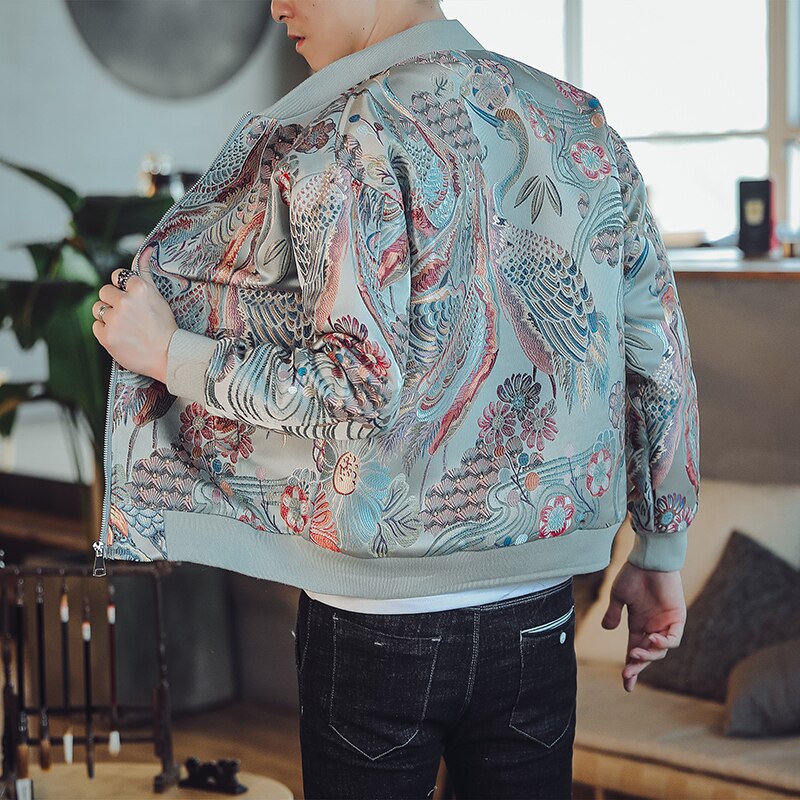 Japanese ancient crane embroidery jacket